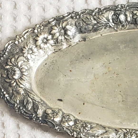 VINTAGE MCM RARE OBLONG MADE IN JAPAN SILVER TRINKET SERVING CANDY DISH - Picture 7 of 9